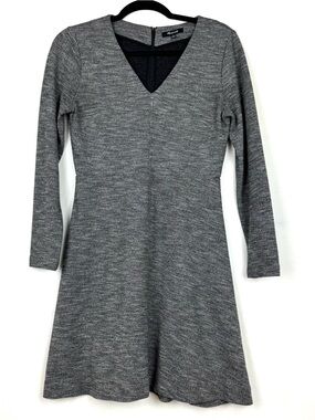 Madewell Bridgewalk Women's Gray V-Neck Long Sleeve Fit & Flare Ponte Dress 4